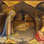 The nativity, a tempera on wood painting by Lorenzo Monaco (born Piero di Giovanni; c. 1370 – c. 1425), the leading painter in Florence in the early fifteenth century and active as a painter of illuminated manuscripts, frescoes and panel paintings.